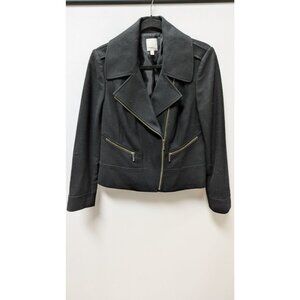 Halogen Black Wool Asymmetrical Zip Moto Jacket
